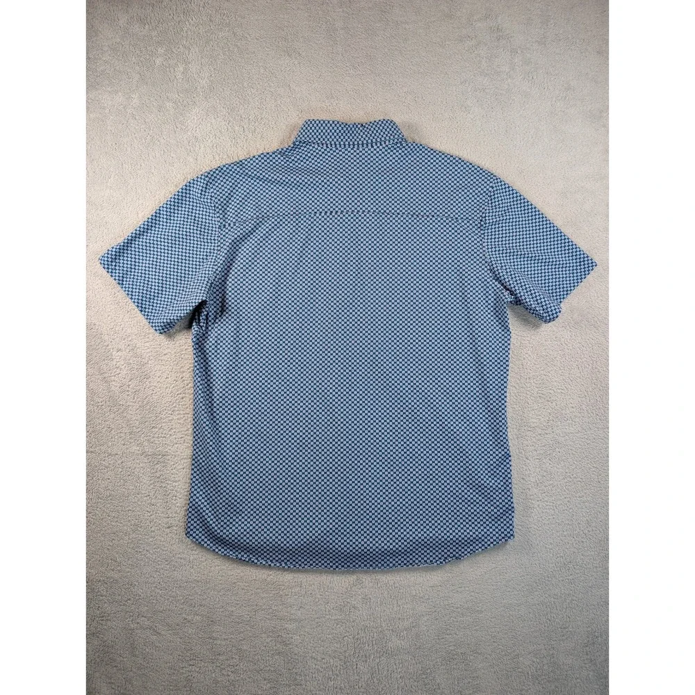 Buttercloth Icy Cotton Mens XL Regular Fit Blue Geometric Short Sleeve Shirt - Picture 8 of 8